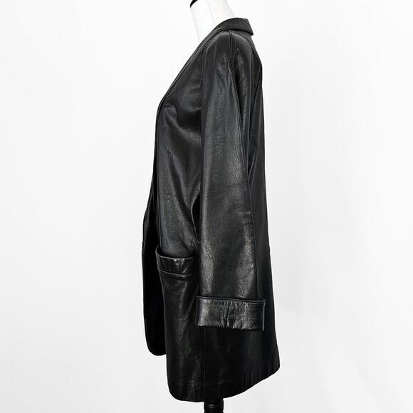 Vintage Tiboa Leathers Black Women's Leather Oversized Jacket Size Small Medium - Picture 3 of 6